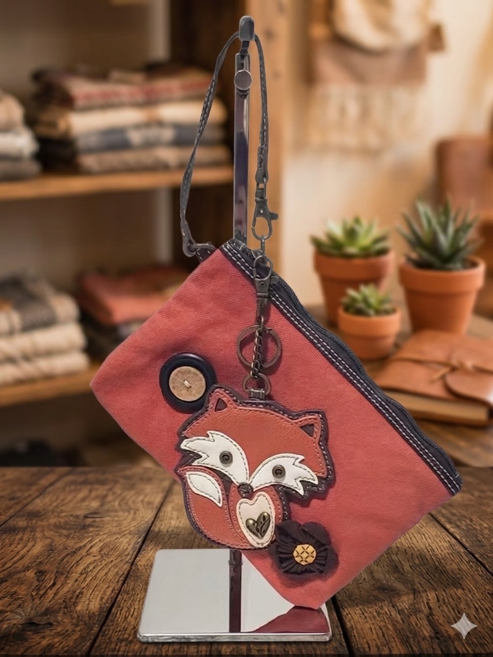 Chala Foxy Fox Canvas Wristlet Clutch 🦊 Too Cute To Handle! 🦊